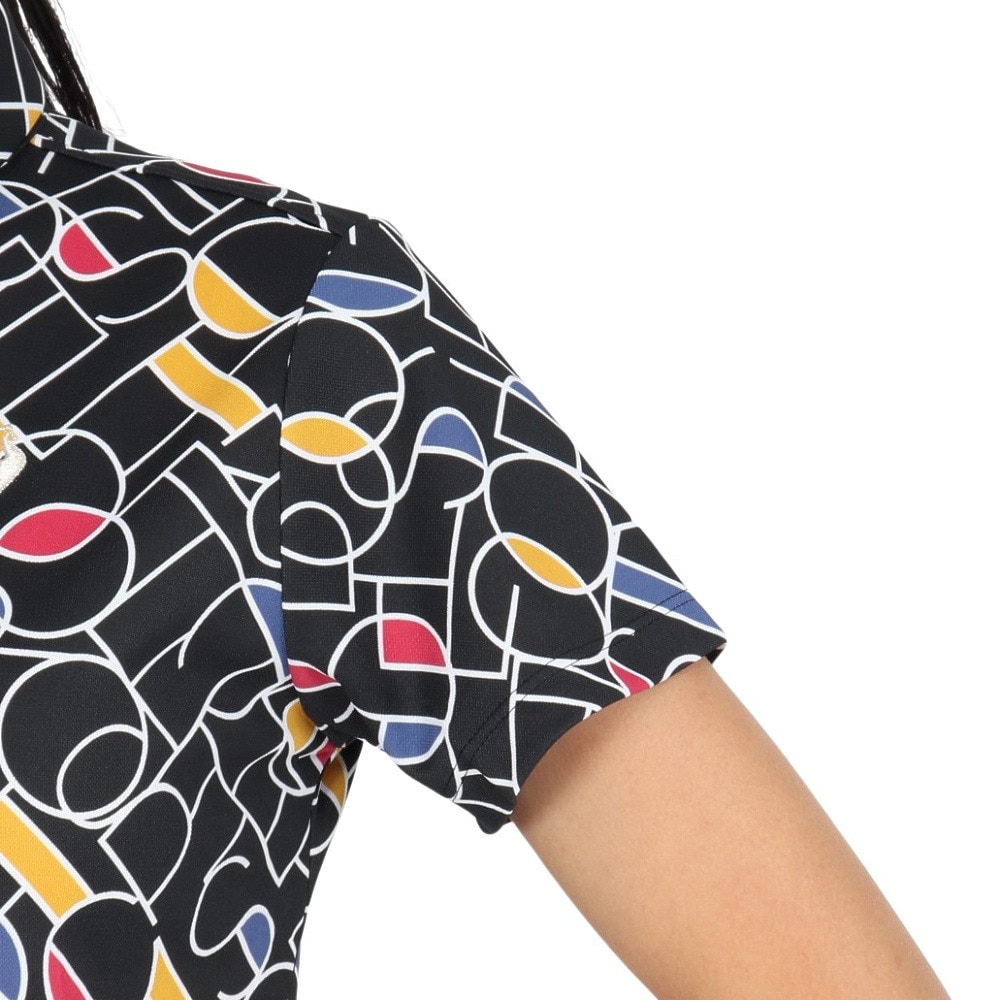 ルコックスポルティフ（lecoqsportif）（レディース）ゴルフウェア 吸汗速乾 カラーブロック 総柄半袖シャツ LG5SHS07L BK00