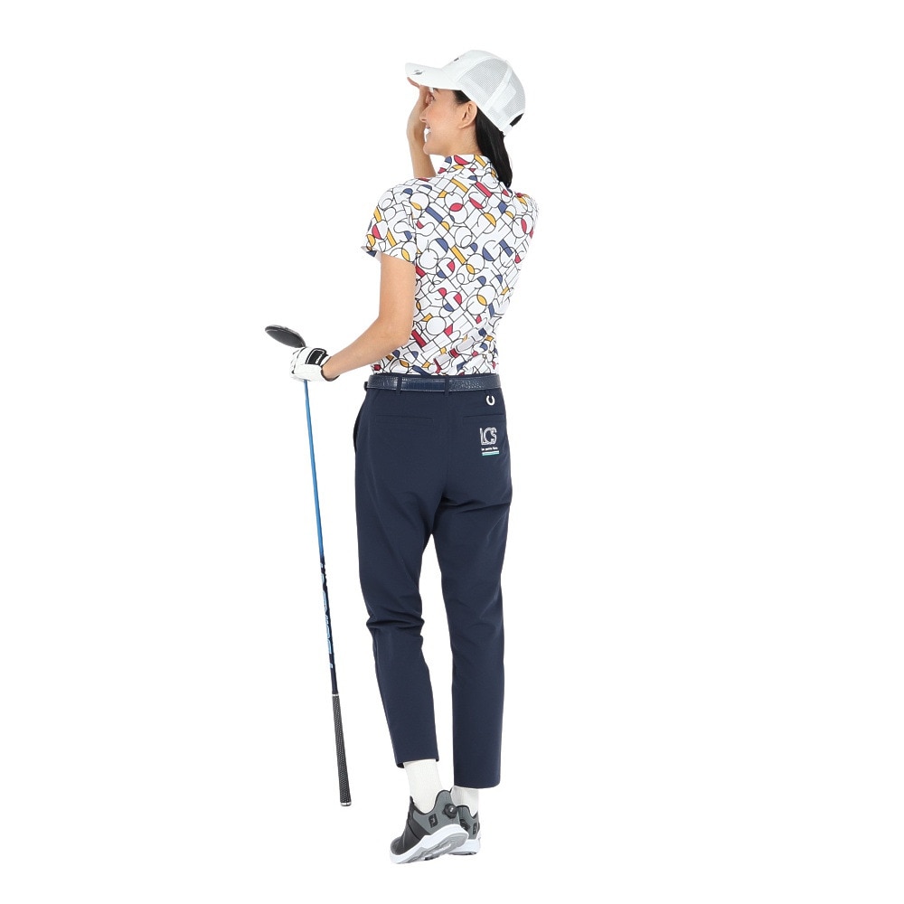 ルコックスポルティフ（lecoqsportif）（レディース）ゴルフウェア 吸汗速乾 カラーブロック 総柄半袖シャツ LG5SHS07L WH00