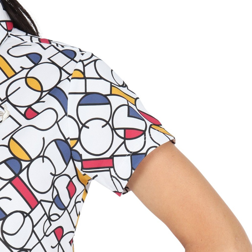 ルコックスポルティフ（lecoqsportif）（レディース）ゴルフウェア 吸汗速乾 カラーブロック 総柄半袖シャツ LG5SHS07L WH00