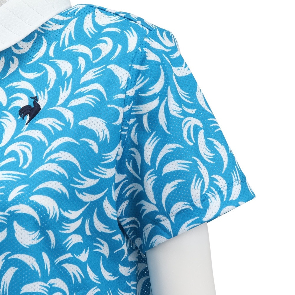 ルコックスポルティフ（lecoqsportif）（レディース）ゴルフウェア Aラインシルエット 接触冷感ルースター柄半袖シャツ LG5SHS12L BL00