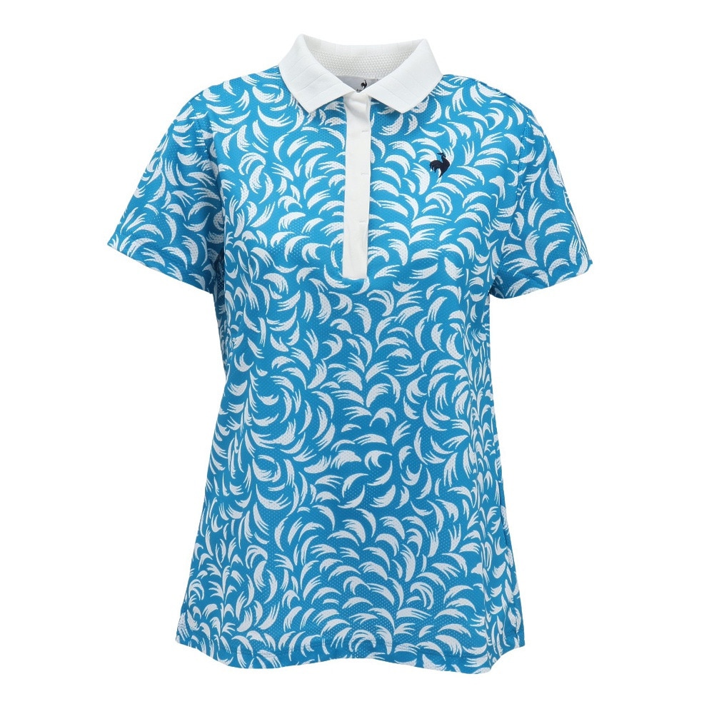 ルコックスポルティフ（lecoqsportif）（レディース）ゴルフウェア Aラインシルエット 接触冷感ルースター柄半袖シャツ LG5SHS12L BL00