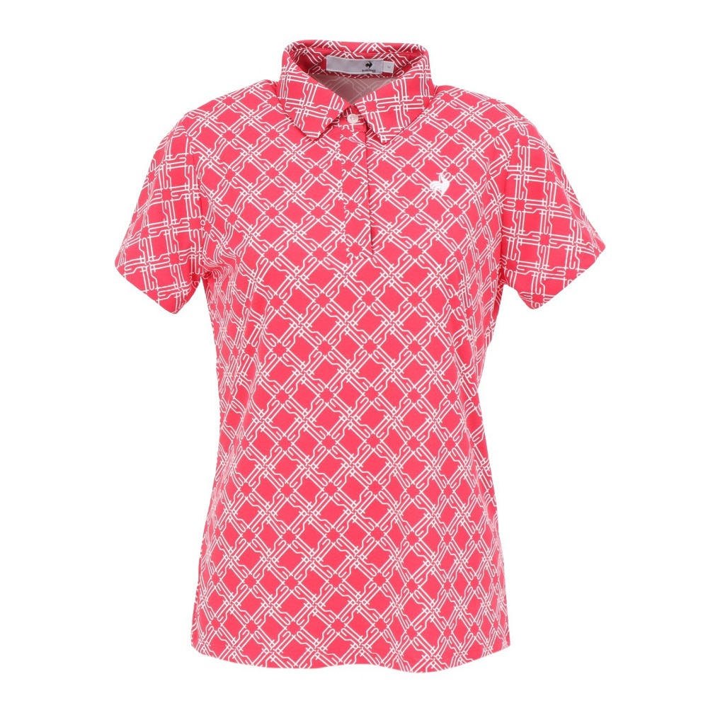 ルコックスポルティフ（lecoqsportif）（レディース）ゴルフウェア 吸汗速乾 総柄半袖シャツ LG5SHS13L PK00