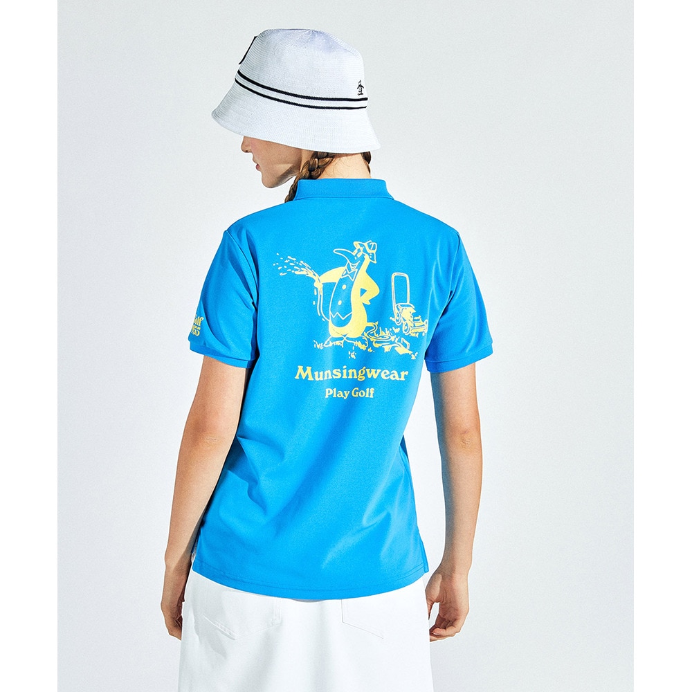 マンシングウエア（MUNSING WEAR）（レディース）ゴルフウェア 吸汗速乾 サンスクリーン カノコ 半袖ポロシャツ MG5SHS54L BL00