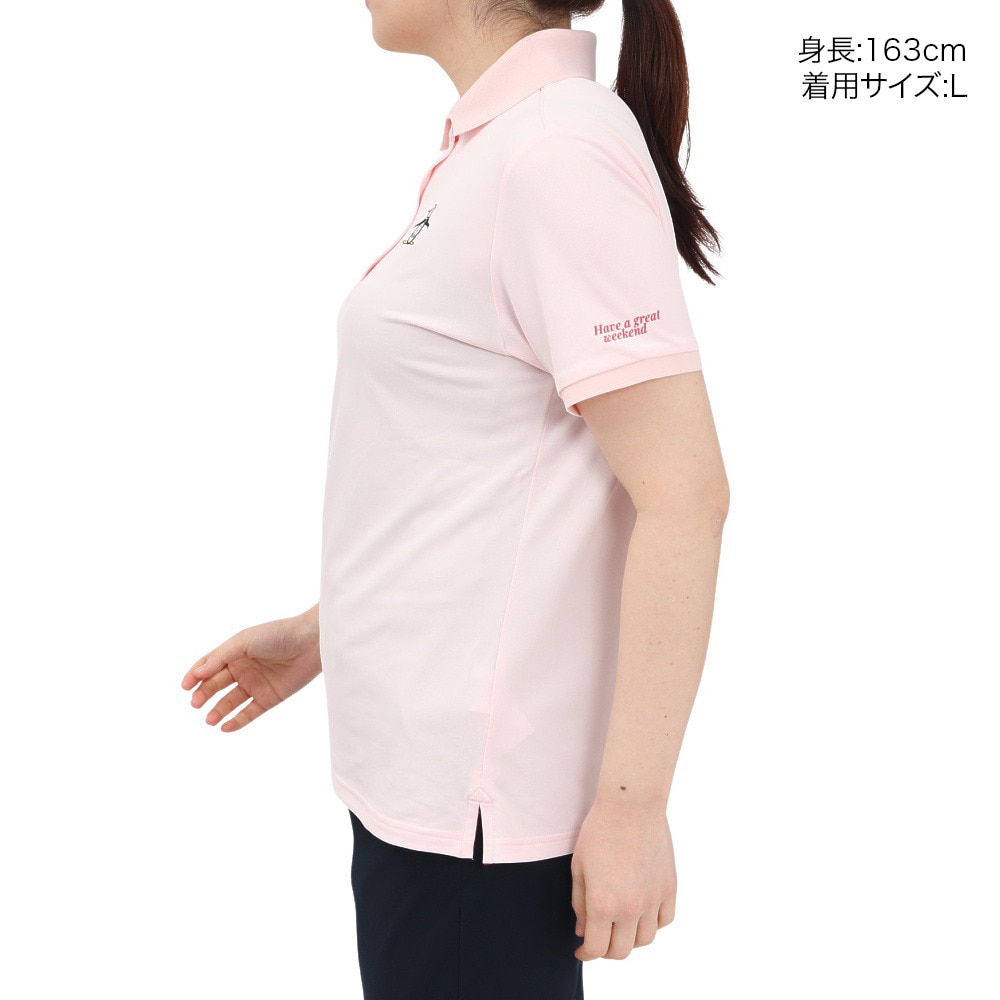 マンシングウエア（MUNSING WEAR）（レディース）ゴルフウェア 吸汗速乾 遮熱 サンスクリーン 鹿の子 ペンギン刺繍 半袖ポロシャツ MG5SHS81L PK00