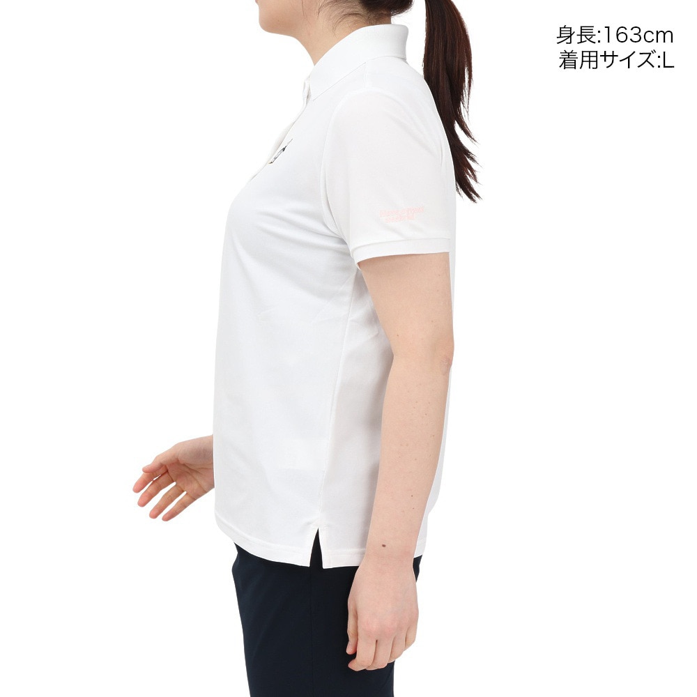 マンシングウエア（MUNSING WEAR）（レディース）ゴルフウェア 吸汗速乾 遮熱 サンスクリーン 鹿の子 ペンギン刺繍 半袖ポロシャツ MG5SHS81L WH00