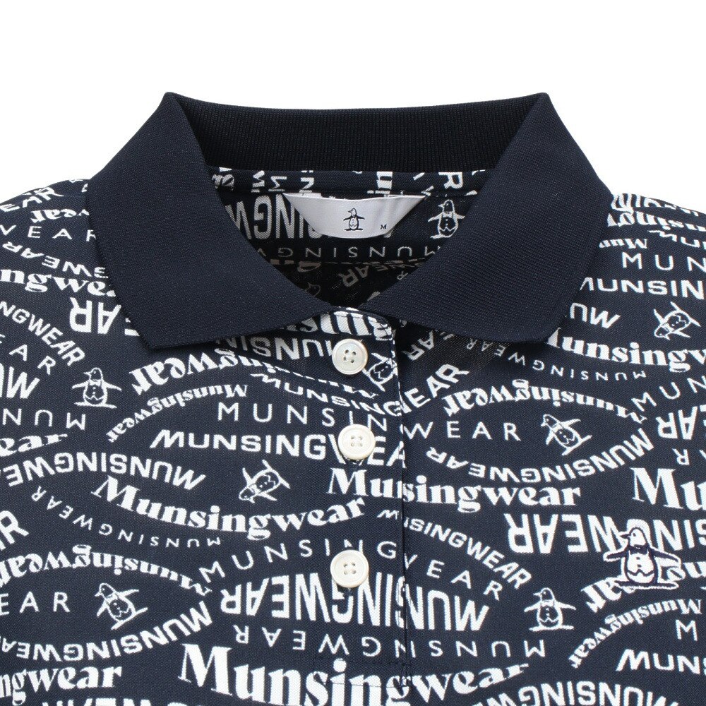 マンシングウエア（MUNSING WEAR）（レディース）ゴルフウェア サンスクリーン マルチロゴ 総柄プリント 半袖ポロシャツ MG5SHS84L NV00