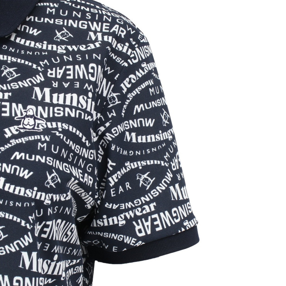 マンシングウエア（MUNSING WEAR）（レディース）ゴルフウェア サンスクリーン マルチロゴ 総柄プリント 半袖ポロシャツ MG5SHS84L NV00