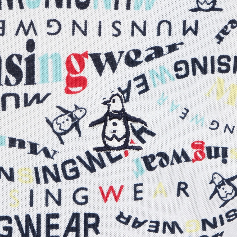 マンシングウエア（MUNSING WEAR）（レディース）ゴルフウェア 吸汗速乾 遮熱 サンスクリーン マルチロゴ 総柄プリント 半袖ポロシャツ MG5SHS84L WH00