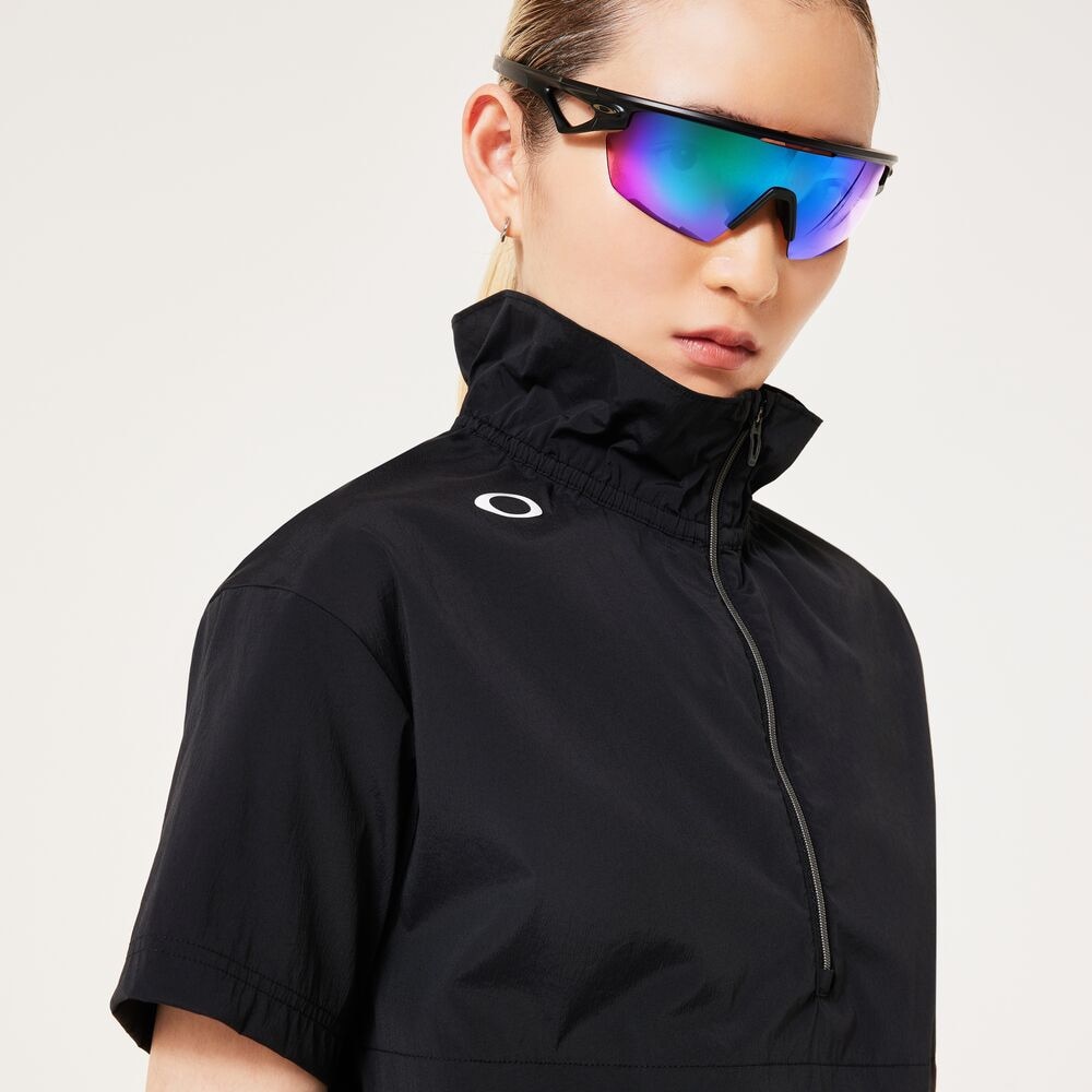 オークリー（OAKLEY）（レディース）ゴルフウェア 撥水 防風 接触冷感 ELEVATE 半袖プルオーバージャケット FOA500837-02E