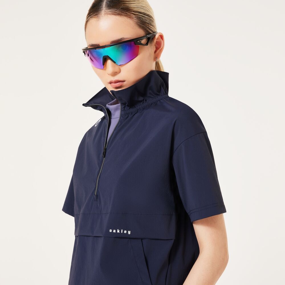 オークリー（OAKLEY）（レディース）ゴルフウェア 撥水 防風 接触冷感 ELEVATE 半袖プルオーバージャケット FOA500837-6FB