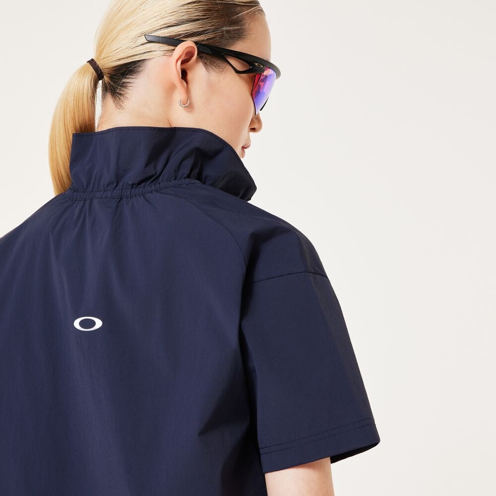 オークリー（OAKLEY）（レディース）ゴルフウェア 撥水 防風 接触冷感 ELEVATE 半袖プルオーバージャケット FOA500837-6FB