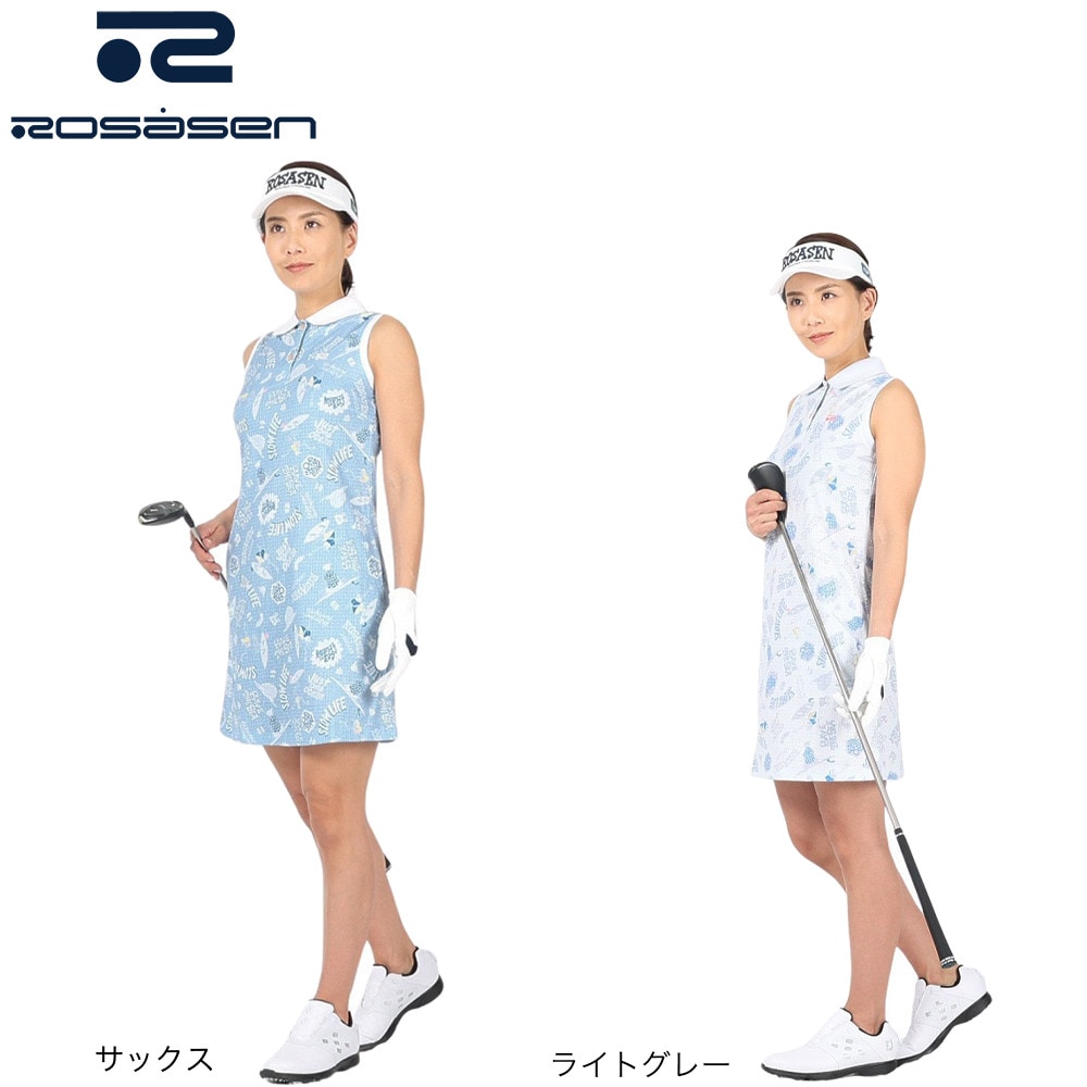 ROSASEN（レディース）ゴルフウェア 吸水 速乾 ルーズマンコラボ クールマックスエコノースリーブワンピース 045-66471-005