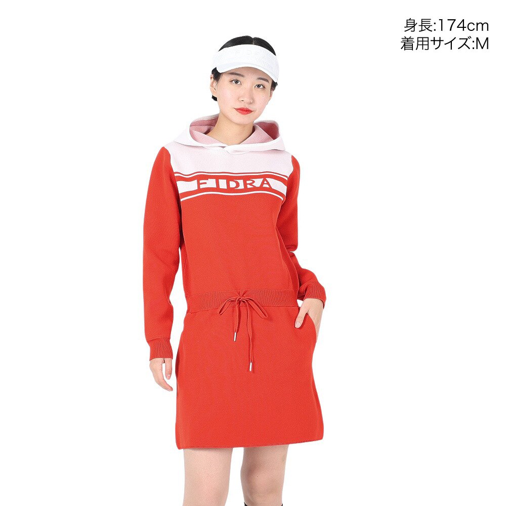 フィドラ（FIDRA）（レディース）ゴルフウェア パーカー 長袖 ストレッチ フーディーロゴ ワンピース FD5NUQ02 ORG