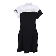 (レディース)ゴルフウェア 吸汗 速乾 シングルジャージー×ダブルフェイス 半袖 モックネック ワンピース 012-3124502