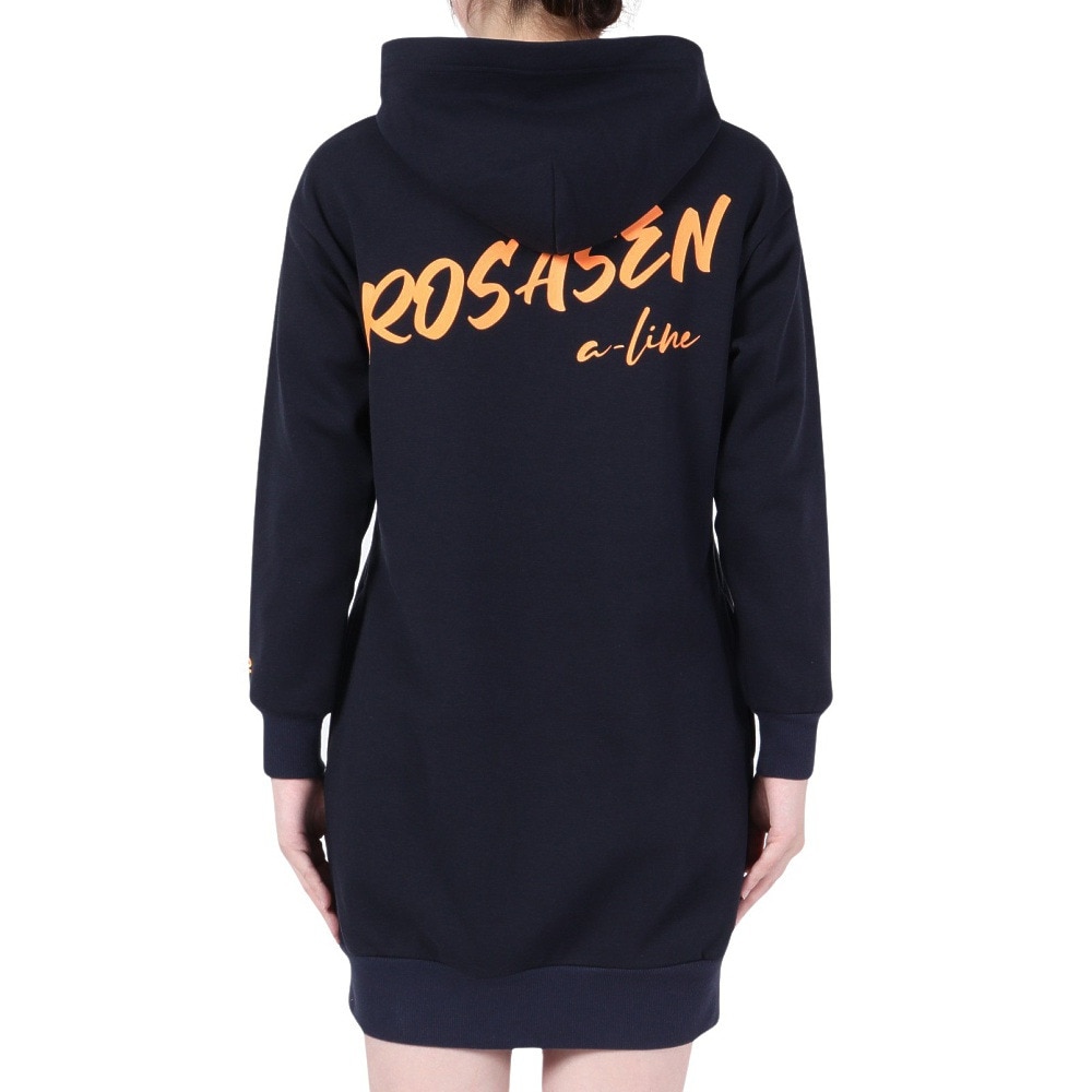 ROSASEN（レディース）ゴルフウェア 裏起毛 ワンピース パーカー A-Line バックロゴデザイン 048-69011-098