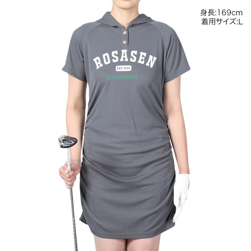 ROSASEN（レディース）ゴルフウェア 半袖 吸水速乾 A-Line ジャージワンピース 048-61441-018