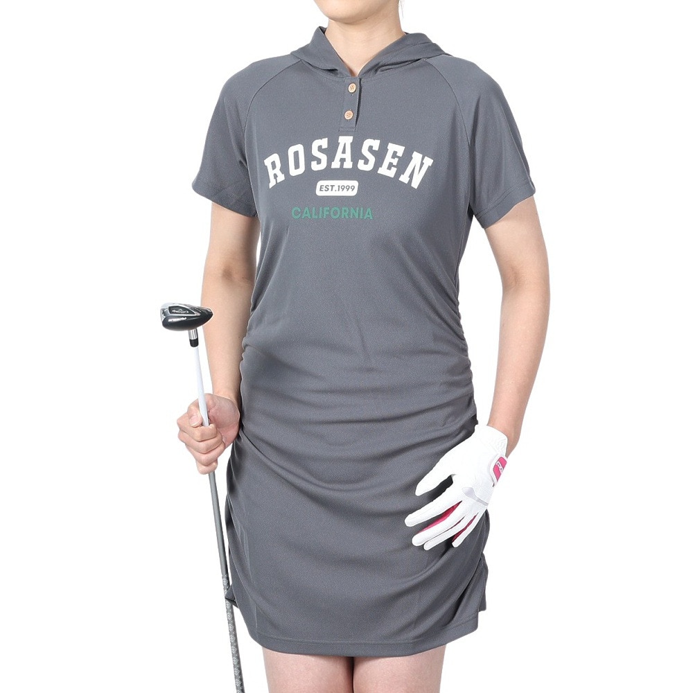 ROSASEN（レディース）ゴルフウェア 半袖 吸水速乾 A-Line ジャージワンピース 048-61441-018