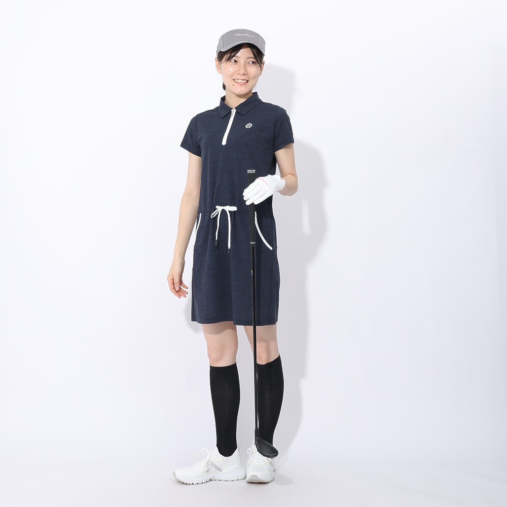 トミーアーマー（Tommy Armour）（レディース）ゴルフウェア 半袖 接触冷感 Breeze ニットワンピース TATT24S070028 NVY