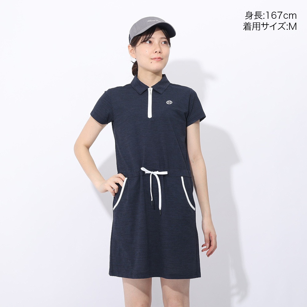 トミーアーマー（Tommy Armour）（レディース）ゴルフウェア 半袖 接触冷感 Breeze ニットワンピース TATT24S070028 NVY