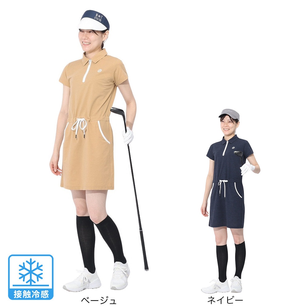 トミーアーマー（Tommy Armour）（レディース）ゴルフウェア 半袖 接触冷感 Breeze ニットワンピース TATT24S070028 NVY