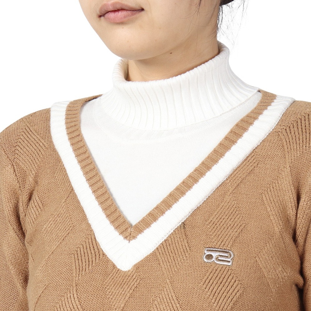 ROSASEN（レディース）ゴルフウェア 保温 A-Line レイヤードウェーブニットワンピース 048-62011-052