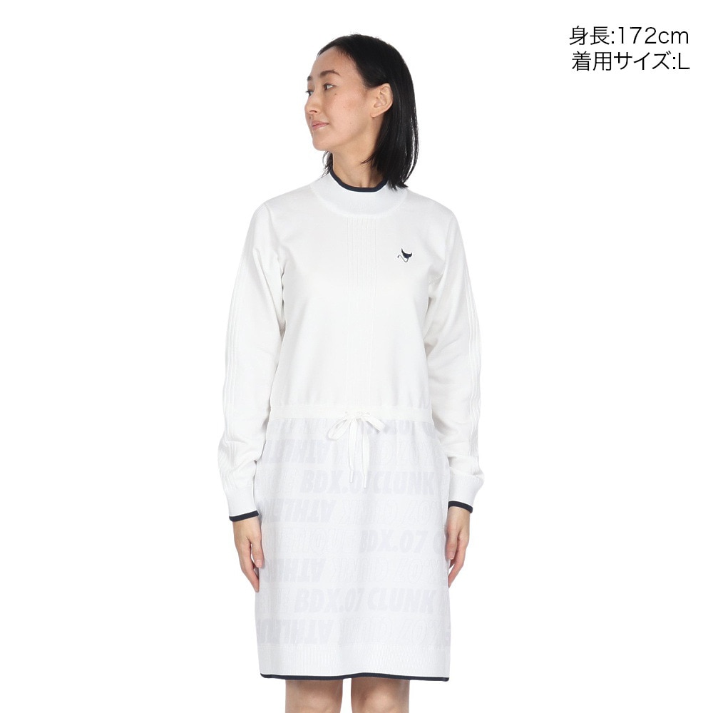 クランク（CLUNK）（レディース）ゴルフウェア 撥水 軽量 長袖 ニットワンピース CL5QUQ13 WHT