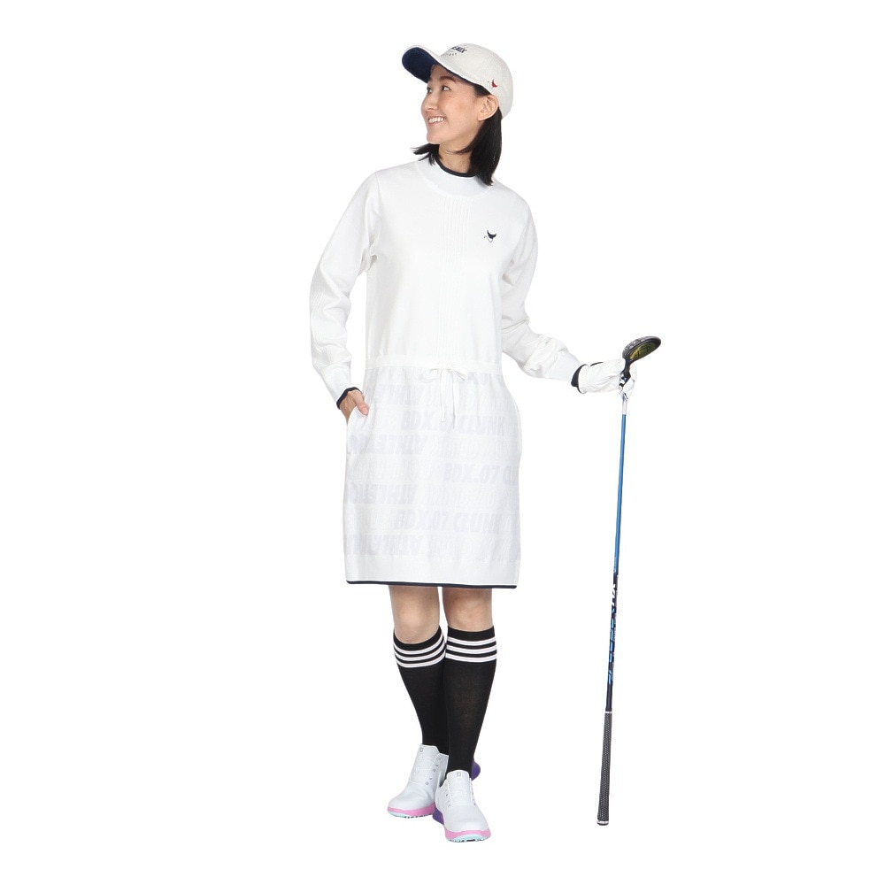 クランク（CLUNK）（レディース）ゴルフウェア 撥水 軽量 長袖 ニットワンピース CL5QUQ13 WHT