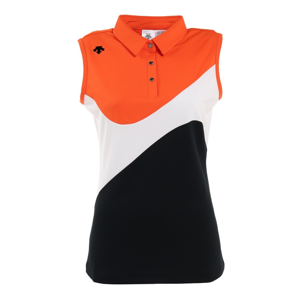 DESCENTE GOLF トリアセテートリバース鹿の子スリーブレスシャツ M 新品】DESCENTE GOLFトリアセテートリバース鹿の子スリーブレス