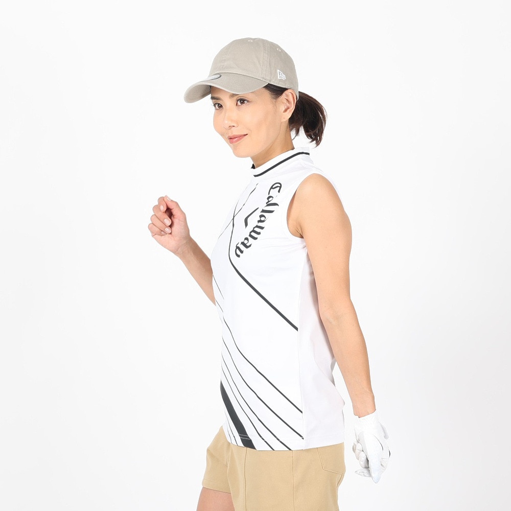 キャロウェイ（CALLAWAY）（レディース）ゴルフウェア パワーラインプリントストレッチスムース ノースリーブシャツ C23134215-1030
