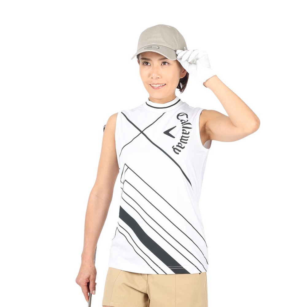 キャロウェイ（CALLAWAY）（レディース）ゴルフウェア パワーラインプリントストレッチスムース ノースリーブシャツ C23134215-1030