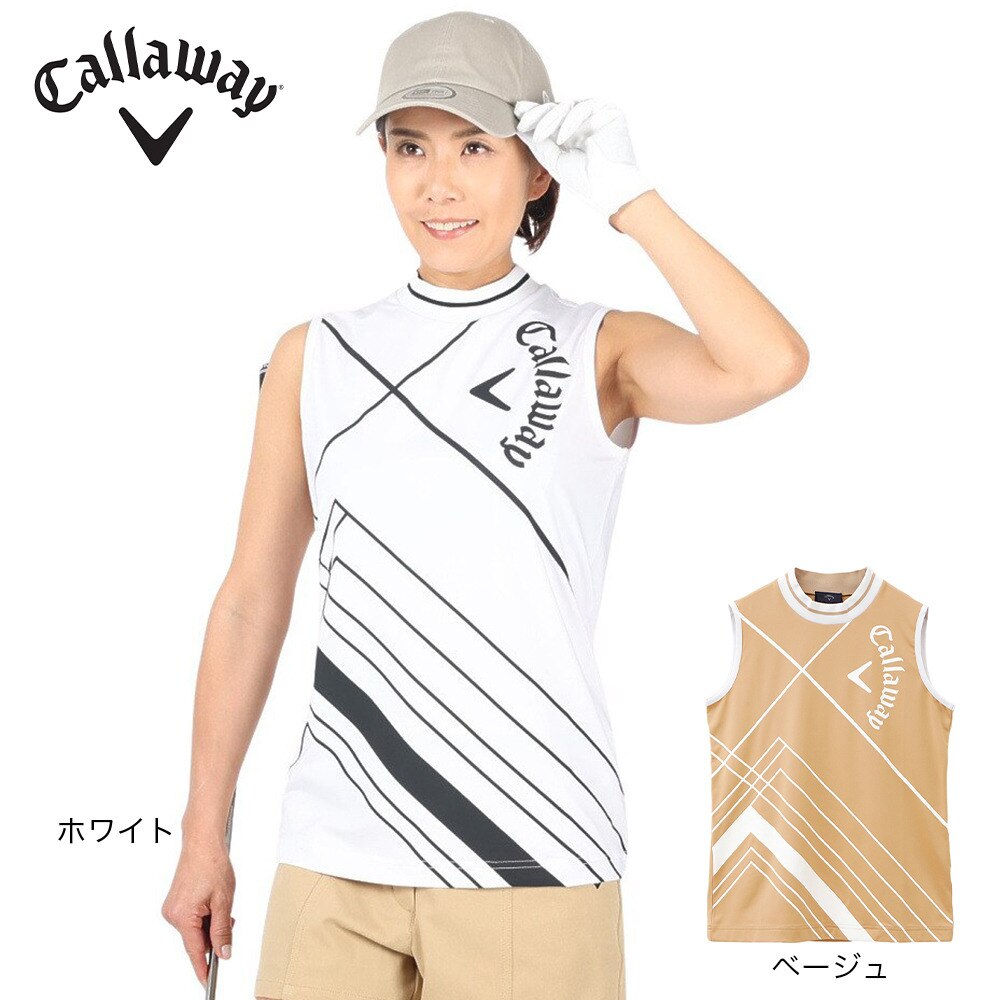 キャロウェイ（CALLAWAY）（レディース）ゴルフウェア パワーラインプリントストレッチスムース ノースリーブシャツ C23134215-1030