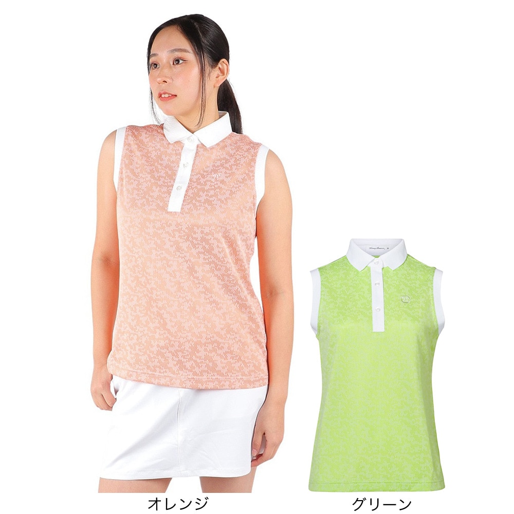 トミーアーマー（Tommy Armour）（レディース）ゴルフウェア ノースリーブポロシャツ TAES23S070016 GRN