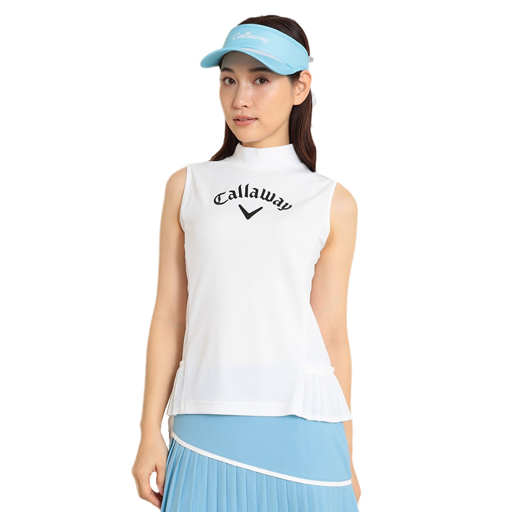 キャロウェイ（CALLAWAY）（レディース）ゴルフウェア 接触冷感 モックネックノースリーブシャツ C24134208-1030