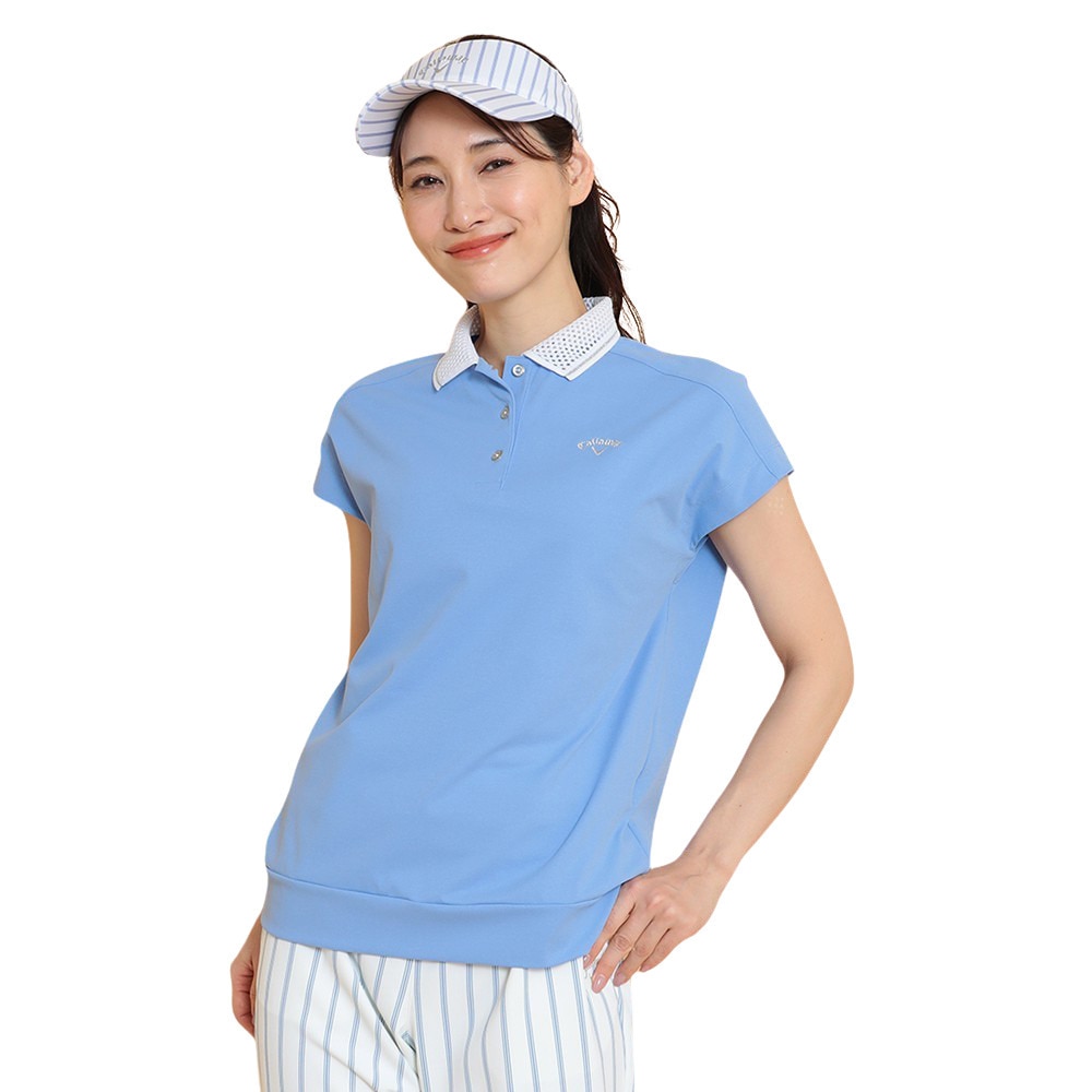 キャロウェイ（CALLAWAY）（レディース）ゴルフウェア 接触冷感 -3℃裏クール 半袖 フレンチスリーブ ポロシャツ C25134208-1111