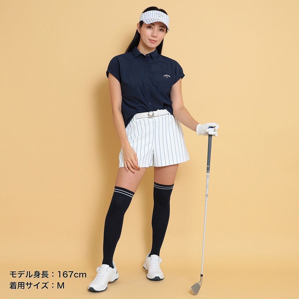 キャロウェイ（CALLAWAY）（レディース）ゴルフウェア かざあなメッシュ フレンチスリーブ 半袖ポロシャツ 夏用 C25134209-1120 