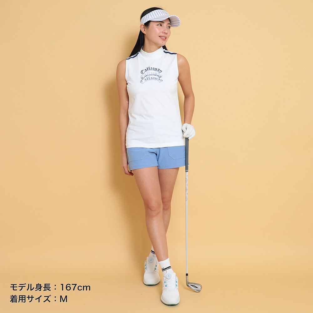 キャロウェイ（CALLAWAY）（レディース）ゴルフウェア 接触冷感 -3℃裏クール モックネック ノースリーブシャツ C25134212-1030