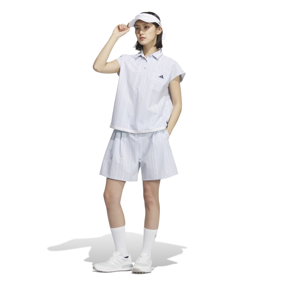 アディダス（adidas）（レディース）ゴルフウェア シアサッカー フレンチスリーブ シャツ KTI81-JF4579LBLU