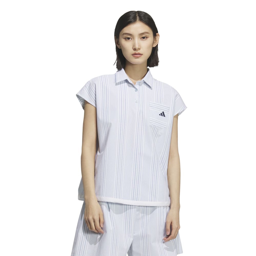 アディダス（adidas）（レディース）ゴルフウェア シアサッカー フレンチスリーブ シャツ KTI81-JF4579LBLU