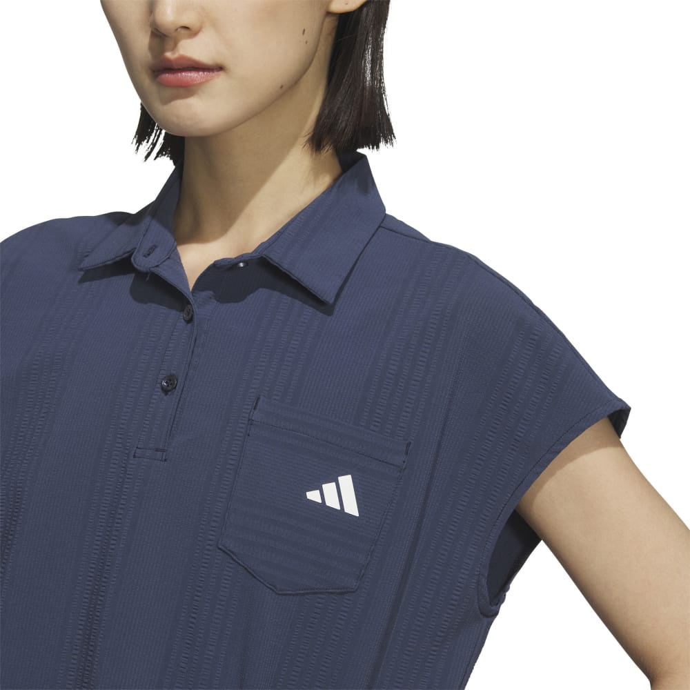 アディダス（adidas）（レディース）ゴルフウェア シアサッカー フレンチスリーブ シャツ KTI81-JN3181NVY