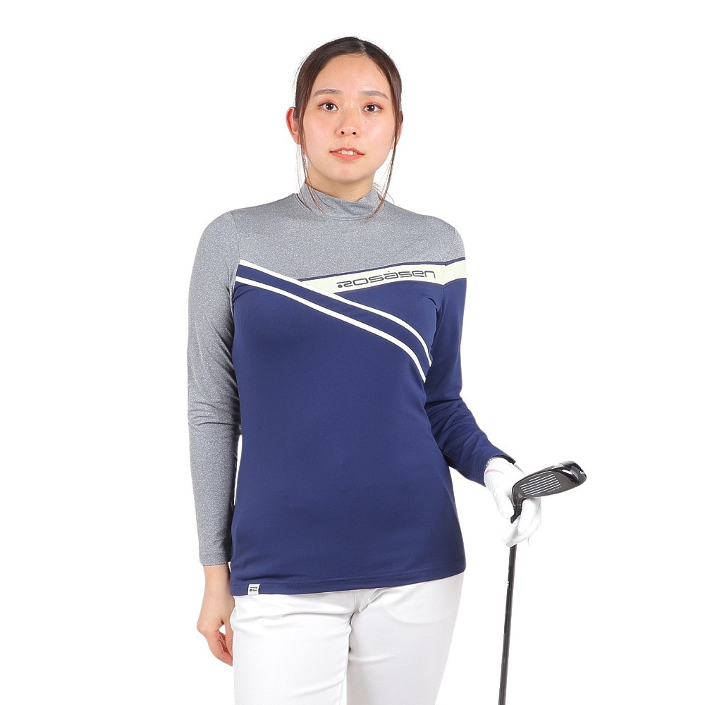 ROSASEN（レディース）ゴルフウェア 吸水速乾 接触冷感 長袖 A-Line 冷感UVロングTシャツ 048-28311-098