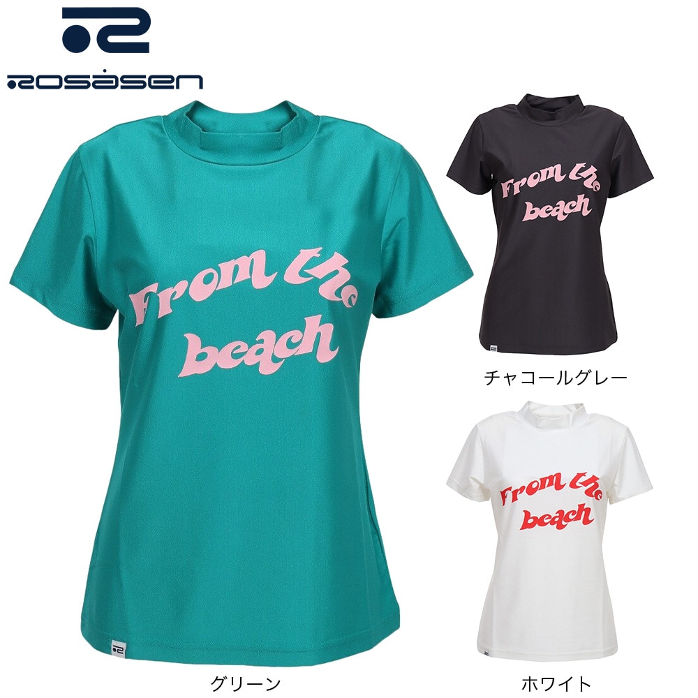 ROSASEN（レディース）ゴルフウェア 吸水速乾 サーフモック 半袖ロゴTシャツ 048-28443-023