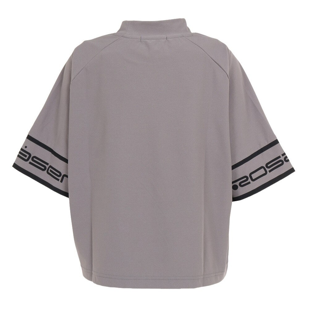 ROSASEN（レディース）ゴルフウェア 吸水 モックネック 半袖ロゴTシャツ 048-28445-013