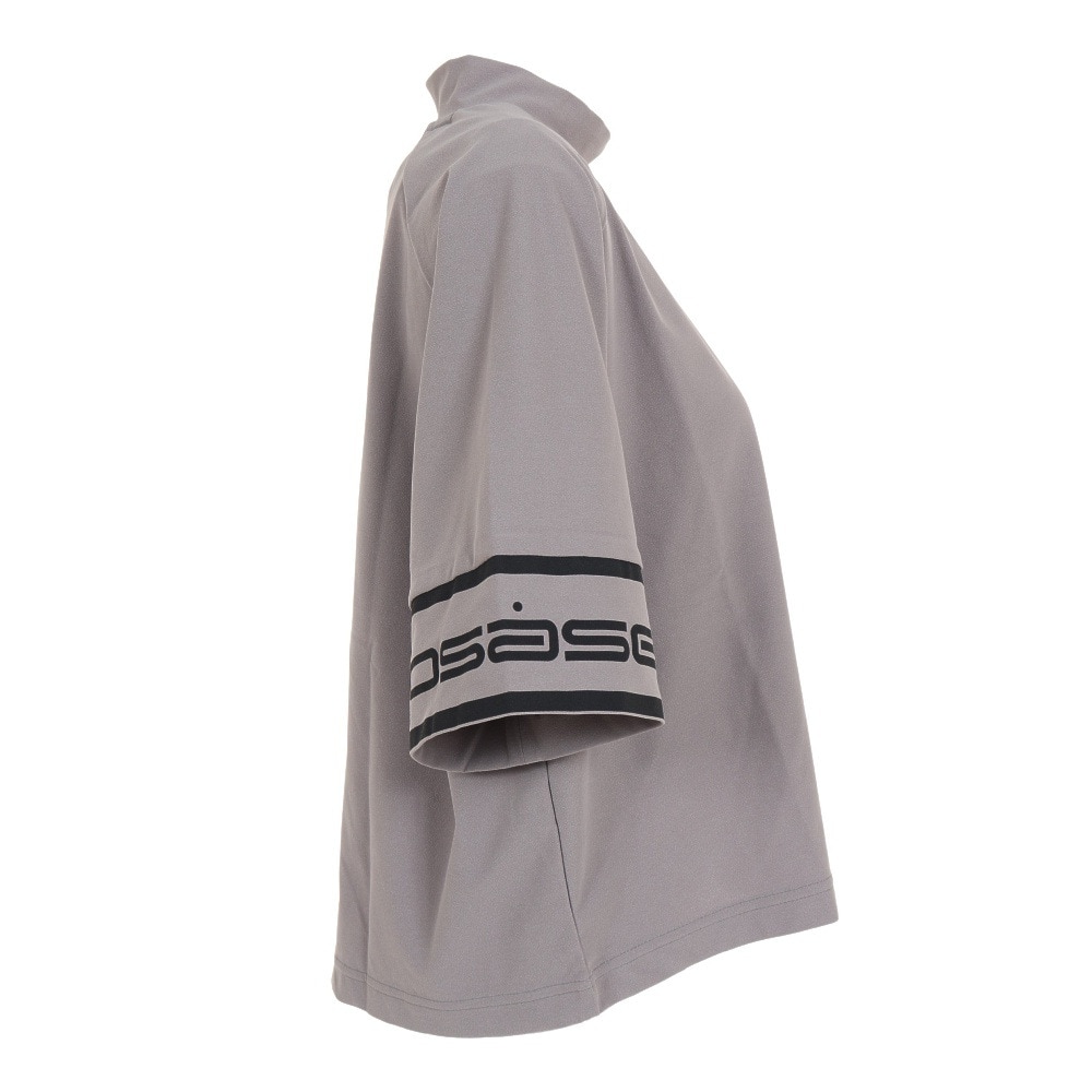 ROSASEN（レディース）ゴルフウェア 吸水 モックネック 半袖ロゴTシャツ 048-28445-013
