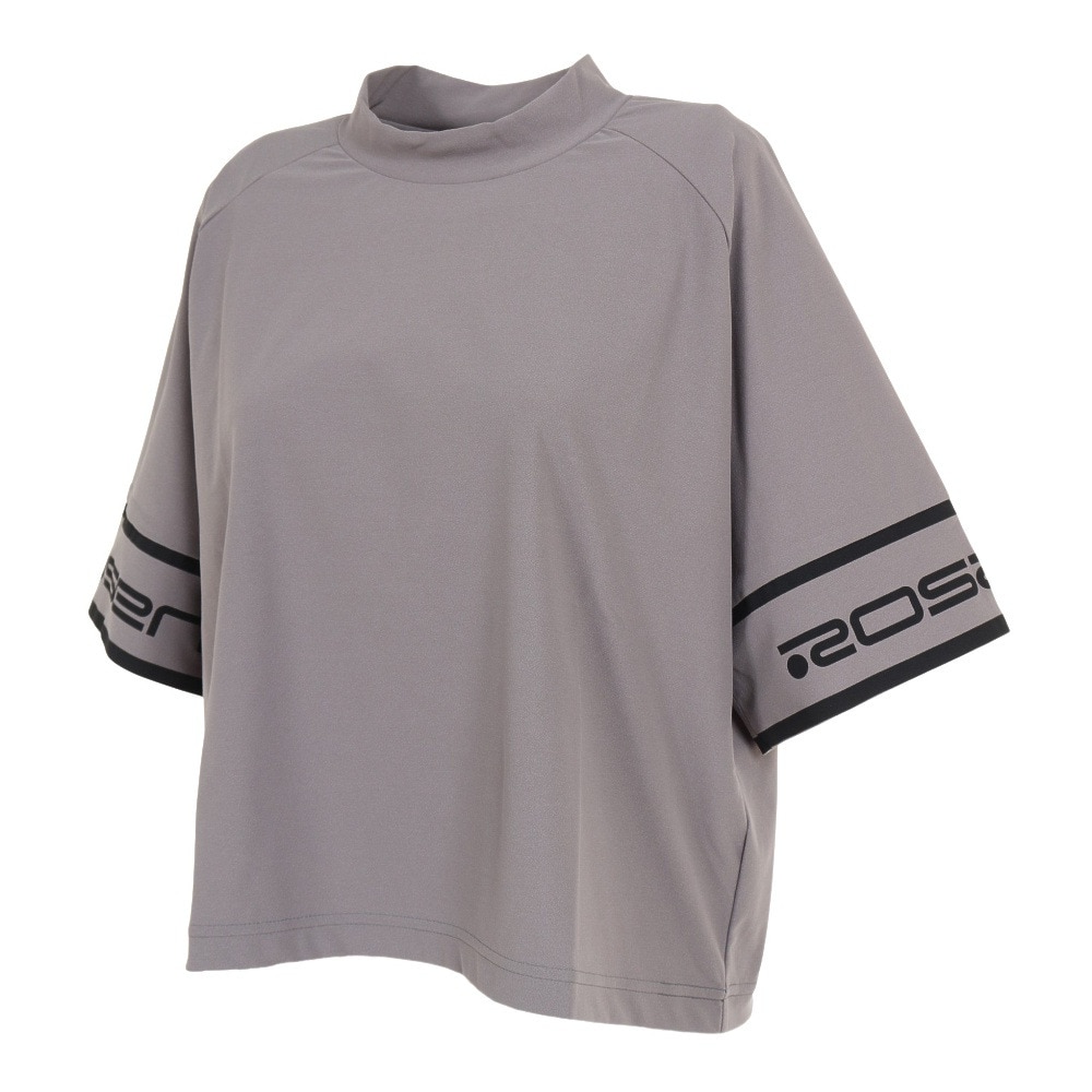 ROSASEN（レディース）ゴルフウェア 吸水 モックネック 半袖ロゴTシャツ 048-28445-013