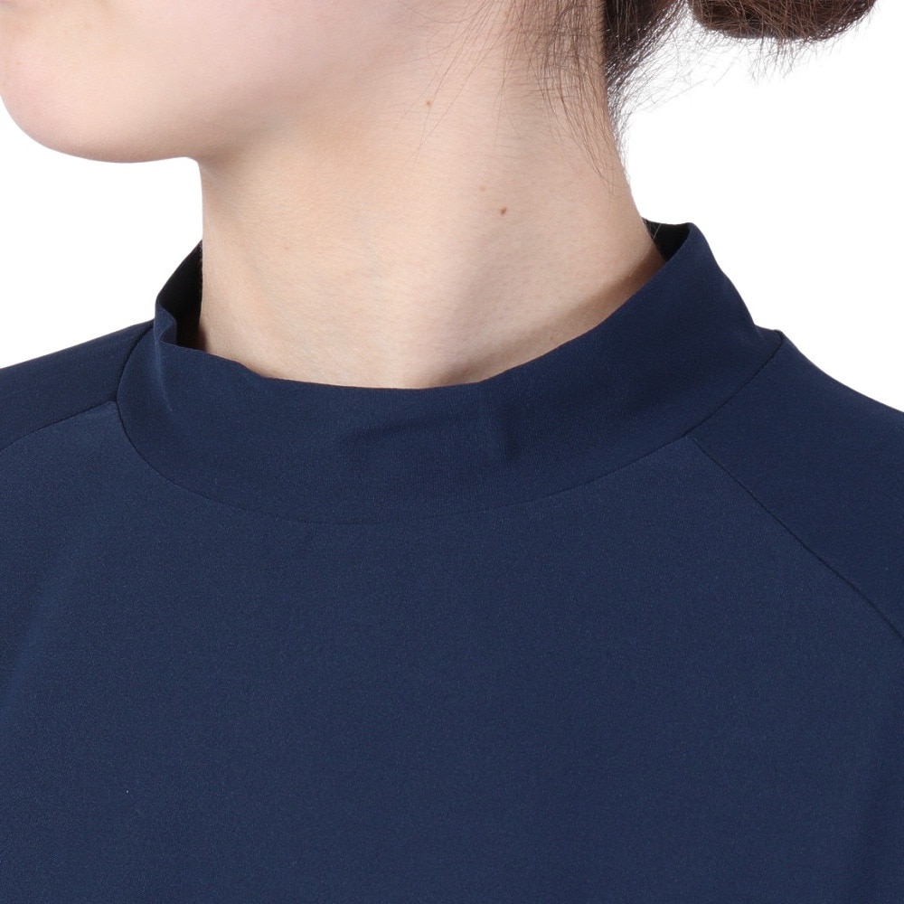 ROSASEN（レディース）ゴルフウェア 吸水 モックネック 半袖ロゴTシャツ 048-28445-098