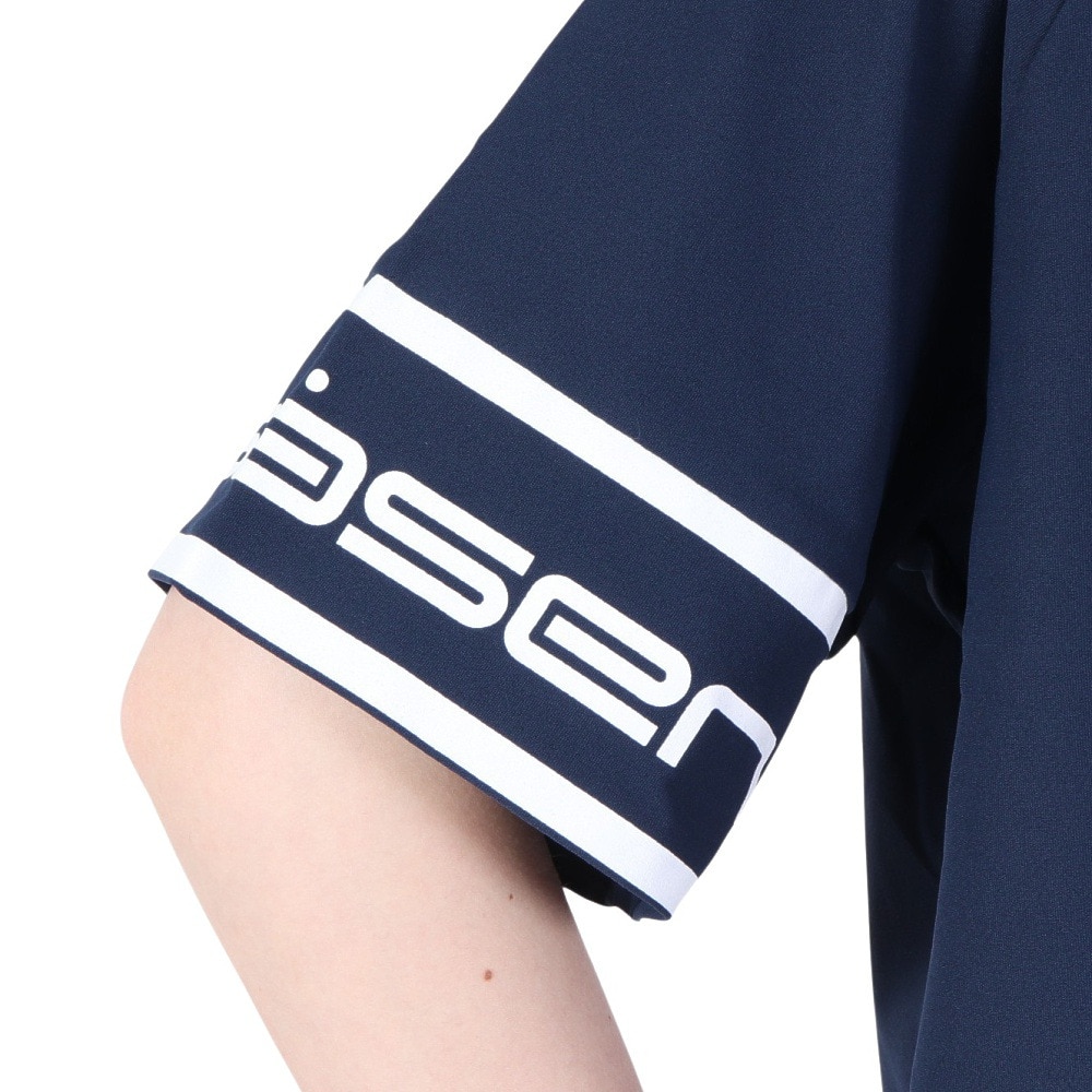 ROSASEN（レディース）ゴルフウェア 吸水 モックネック 半袖ロゴTシャツ 048-28445-098