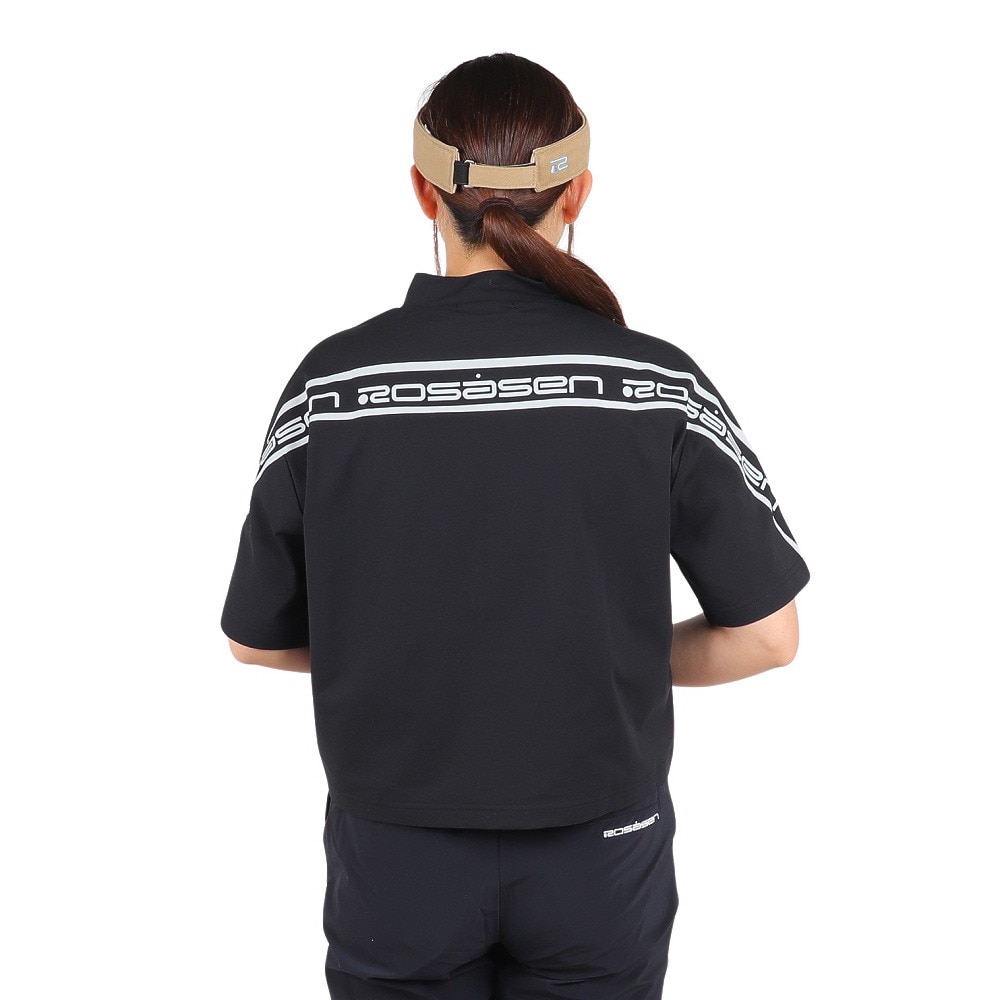 ROSASEN（レディース）ゴルフウェア 吸水 半袖 A-Line モックネックロゴTシャツ 048-28444-019