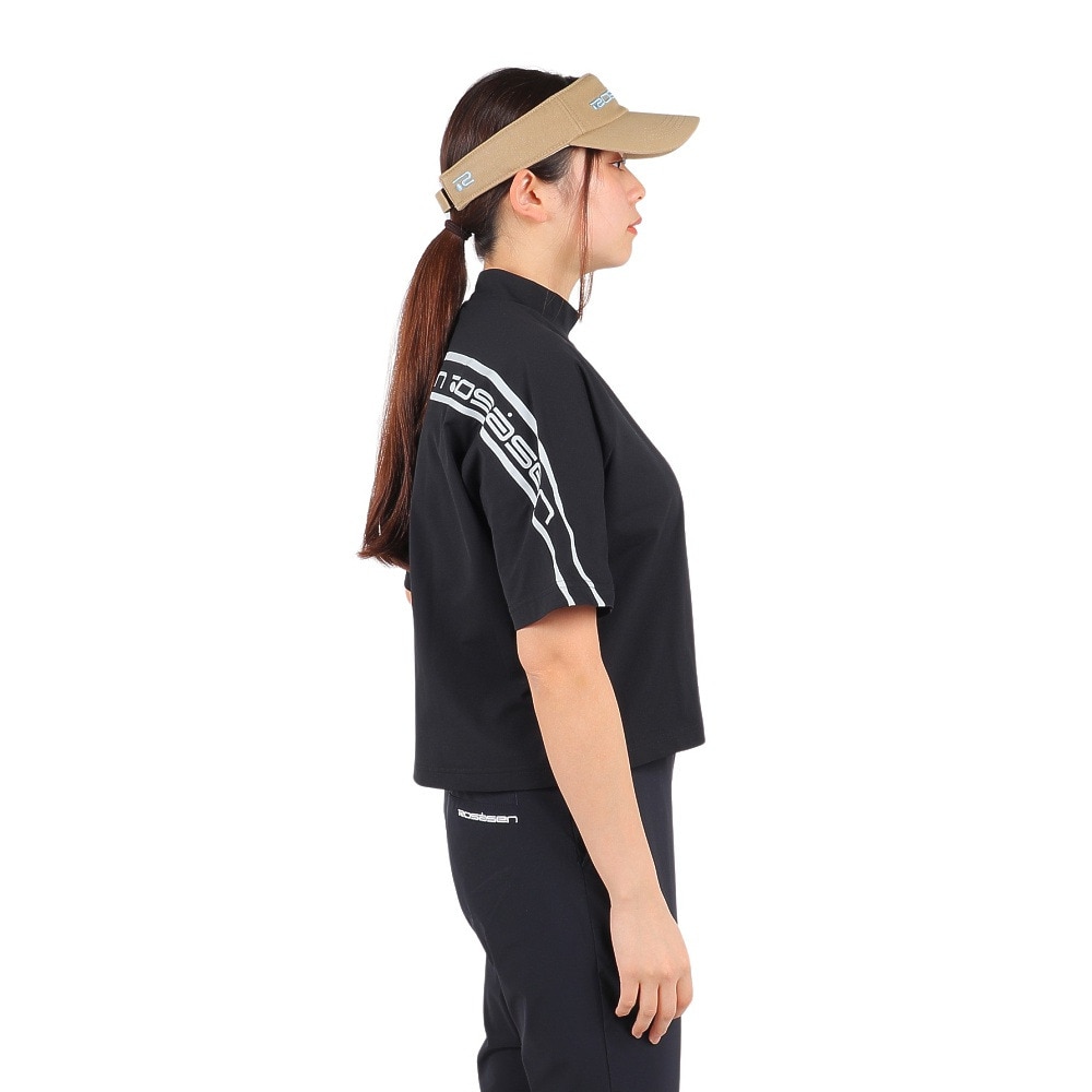 ROSASEN（レディース）ゴルフウェア 吸水 半袖 A-Line モックネックロゴTシャツ 048-28444-019