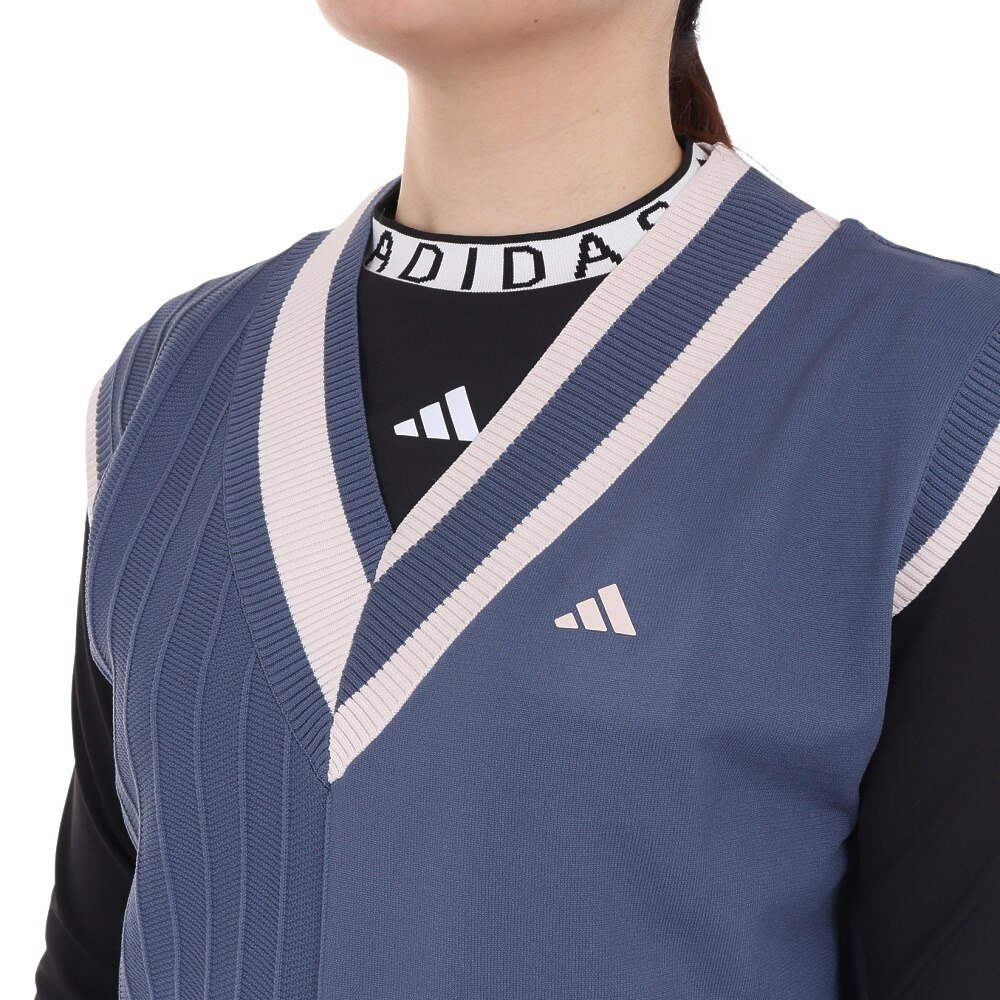 アディダス（adidas）（レディース）ゴルフウェア マルチパターン Vネックベスト IKK53-IK9800NVY