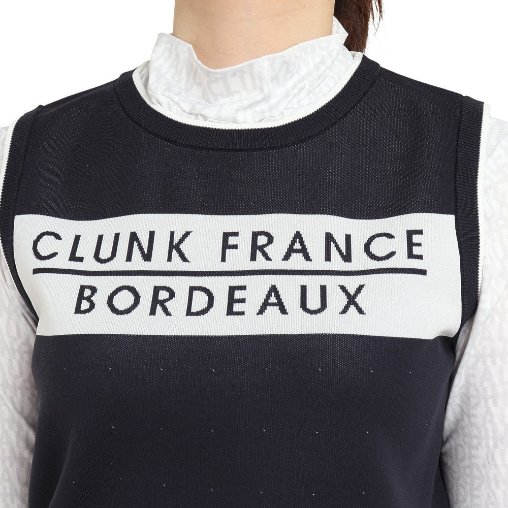 クランク（CLUNK）（レディース）ゴルフウェア 吸汗速乾 消臭 長袖モックネックシャツ ニットベストセット CL5PUG02 NVY
